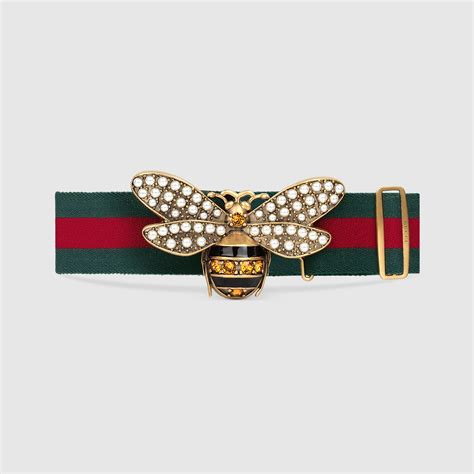 elastico gucci|Elastic Web belt with bee in camel elastic .